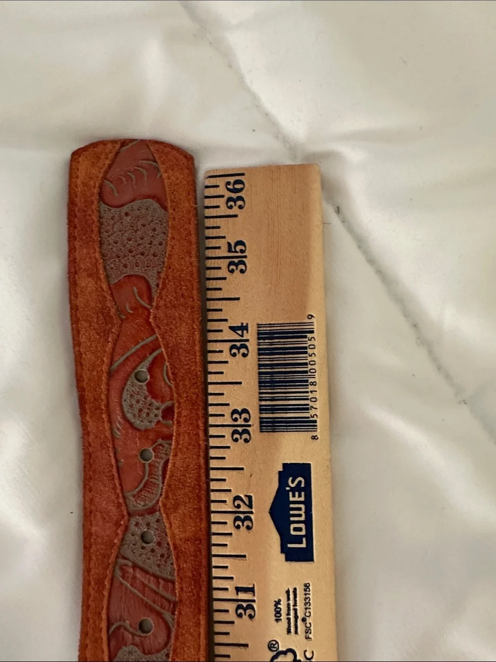 Tooled Leather Belt with Antique made in Italy Metal Buckle